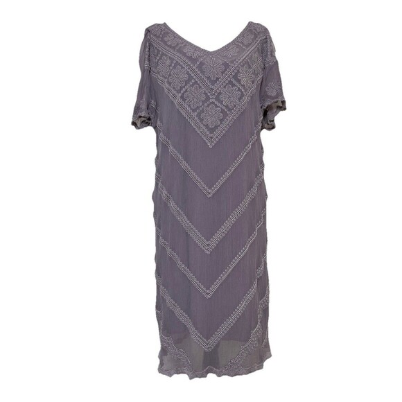 Sundance Violette V-neck 2 Piece‎ Dress Size Medium Embroidered Lined Lace Boho - Picture 1 of 9